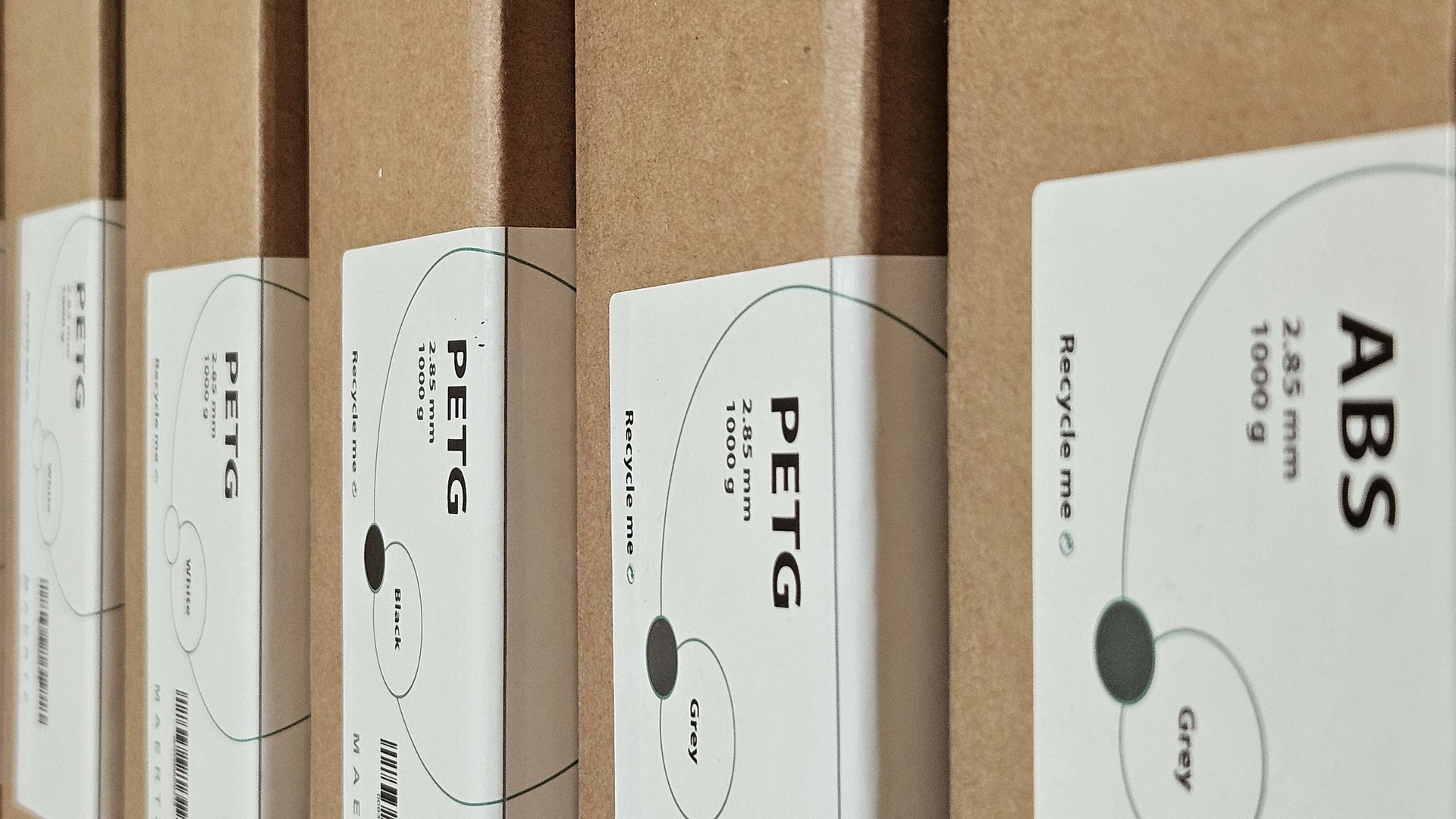 Filament spools in the Realize3D workshop